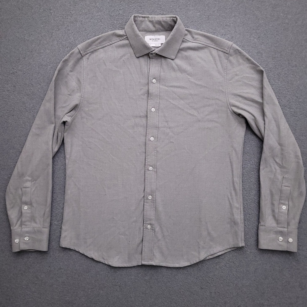 Ministry Of Supply Button Up Shirt Mens Medium Gray Performance Flannel